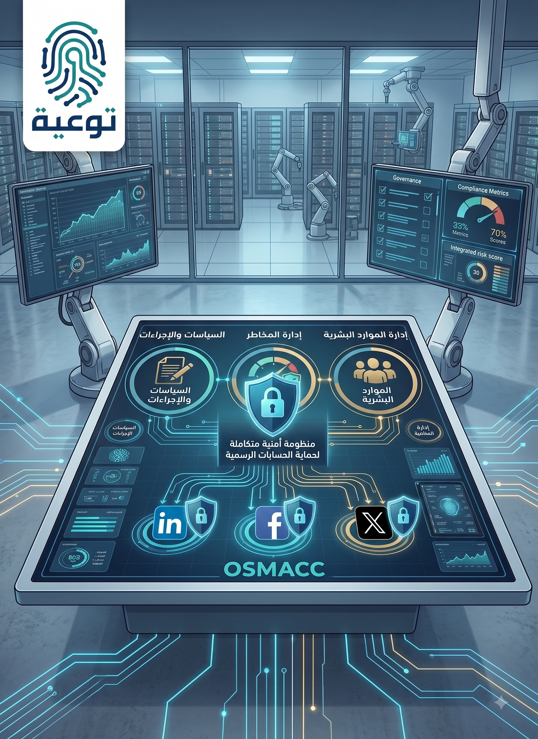 حوكمة الأمن السيبراني لحسابات التواصل الاجتماعي