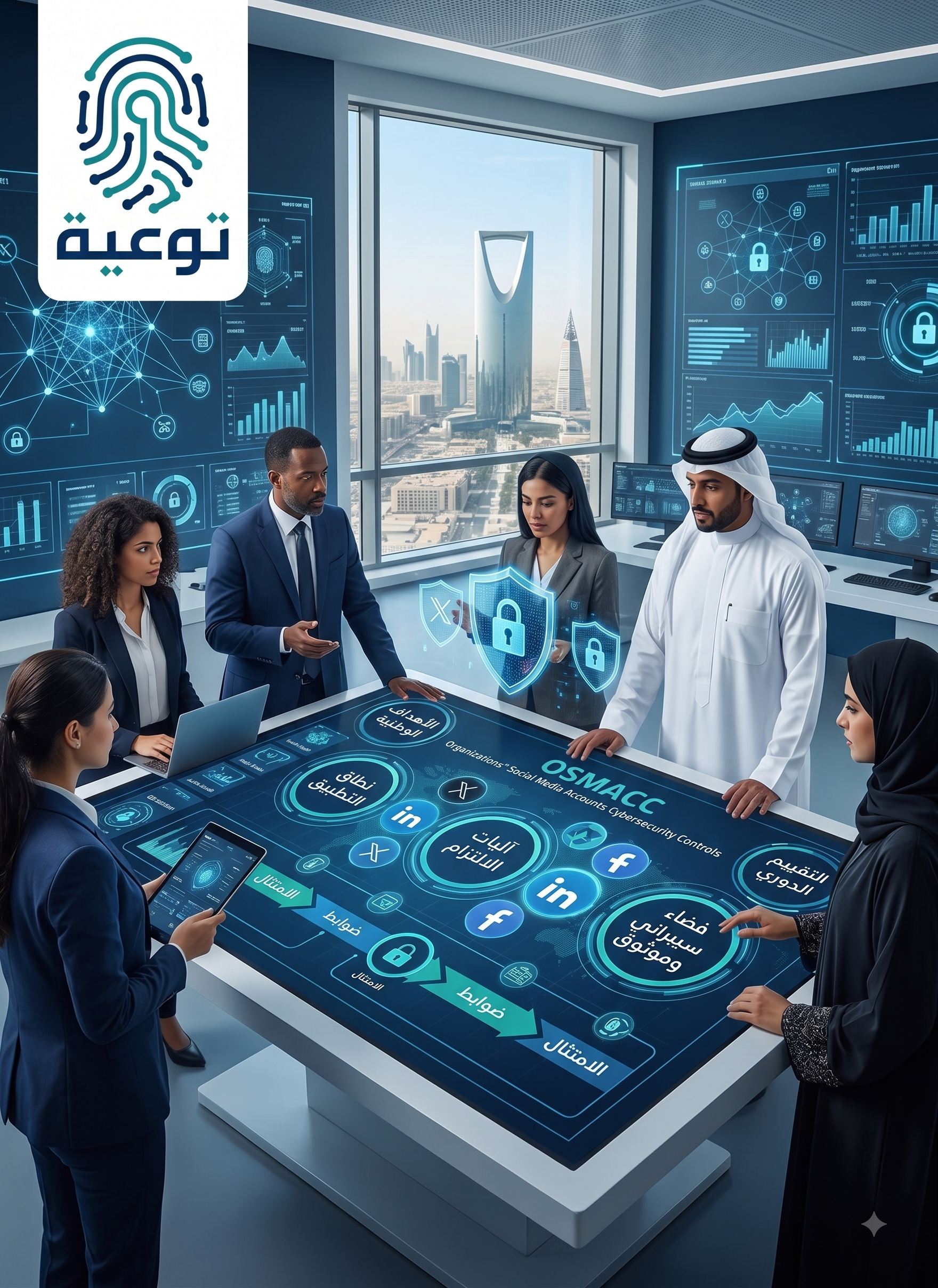 الإطار التنظيمي والاستراتيجي لضوابط أمن حسابات التواصل الاجتماعي